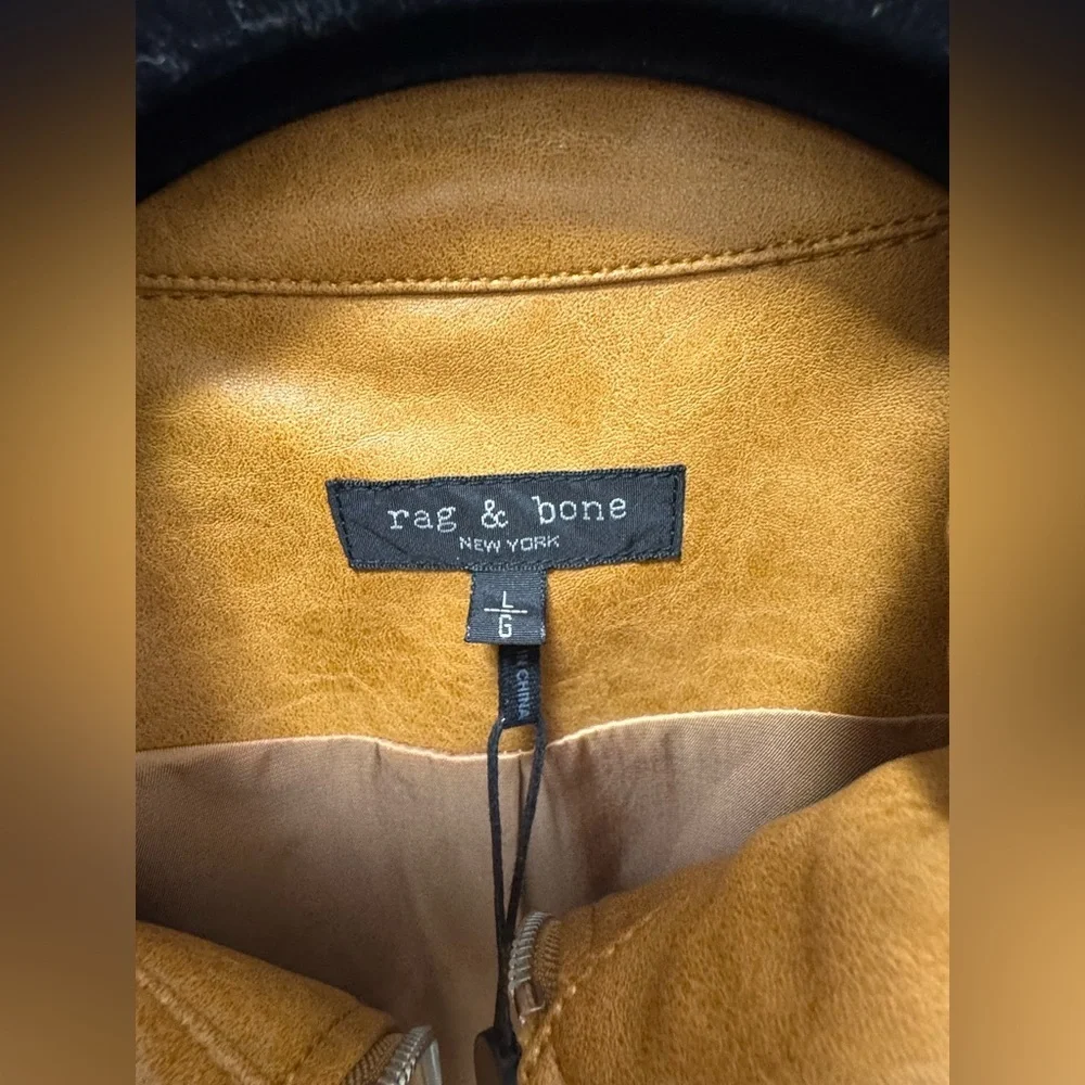 NWT $628 rag & bone Jordie Leather Jacket in Camel Large